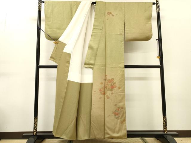 平和屋着物▼中国三大刺繍 スワトウ刺繍 汕頭刺繍 相良刺繍 総刺繍 訪問着 雪輪芝花文 暈し染 正絹 逸品 DABG5668fe