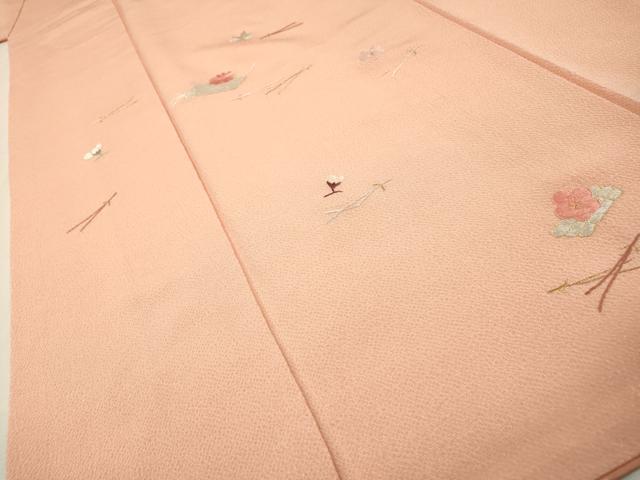 平和屋着物▼訪問着 総刺繍 吹き寄せ花筏文 金糸 鬼しぼ縮緬 正絹 逸品 DABG5681fe