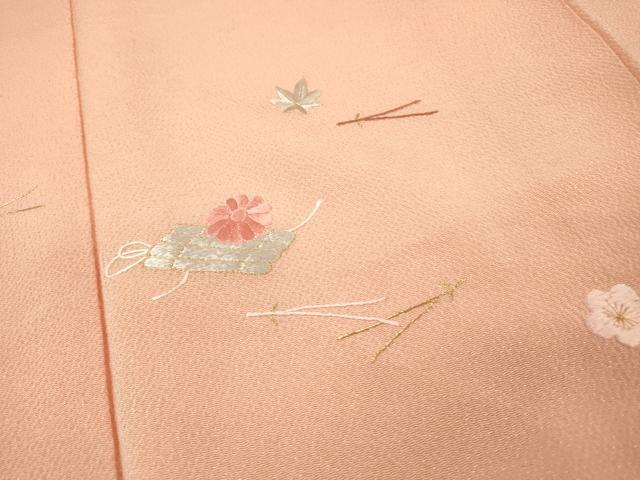 平和屋着物▼訪問着 総刺繍 吹き寄せ花筏文 金糸 鬼しぼ縮緬 正絹 逸品 DABG5681fe