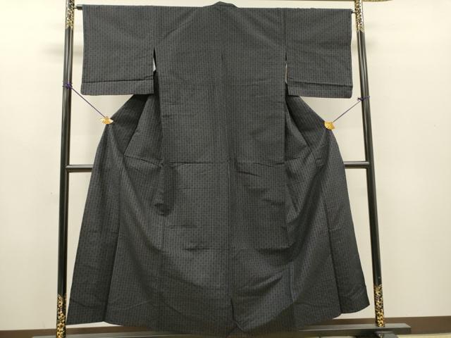 平和屋着物▽上質な紬 単衣 格子 正絹 逸品 DABG5695fe