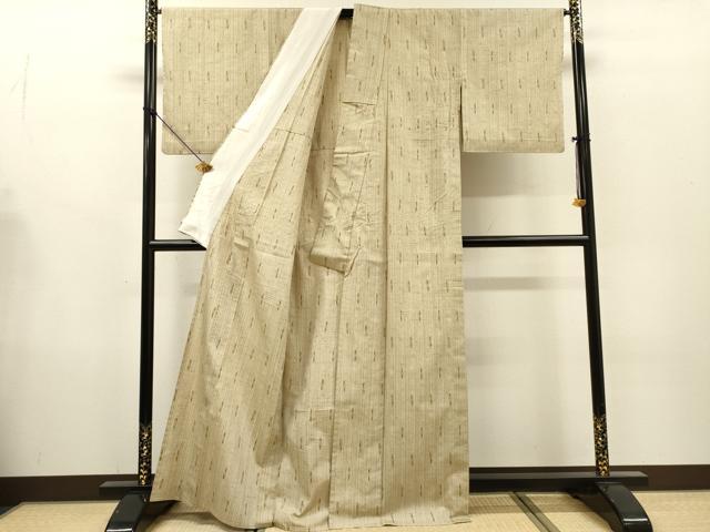 平和屋着物▽ぜんまい紬 単衣 絣文様 正絹 逸品 DABG5702fe