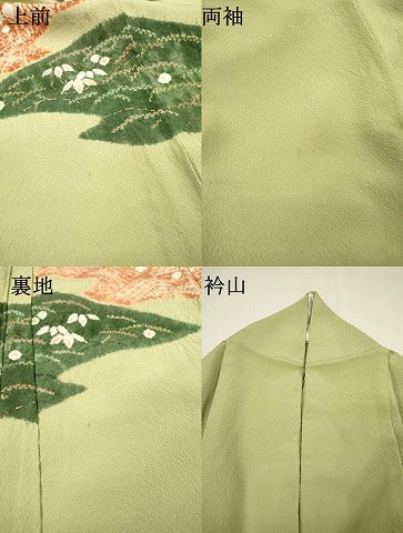 平和屋着物▽訪問着 単衣 絞り 芝花文 金彩 正絹 逸品 DABG5710fe
