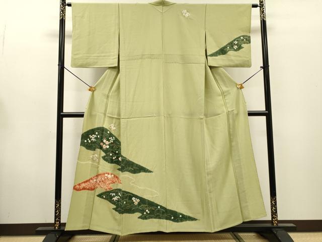 平和屋着物▽訪問着 単衣 絞り 芝花文 金彩 正絹 逸品 DABG5710fe