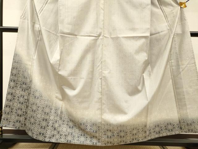 平和屋着物▽本場染大島紬 訪問着 単衣 草木小紋 舞花文 正絹 逸品 未使用 DABG5725fe
