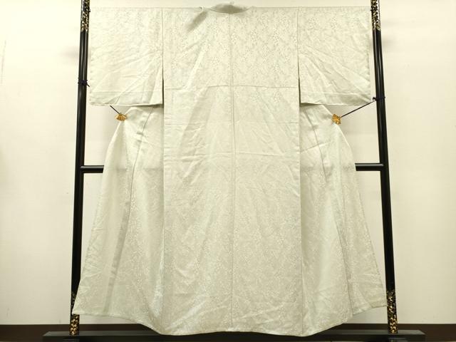平和屋着物▽上質な色無地 単衣 草花地紋 白緑色 ますいわ屋扱い 正絹 逸品 未使用 DABG5726fe