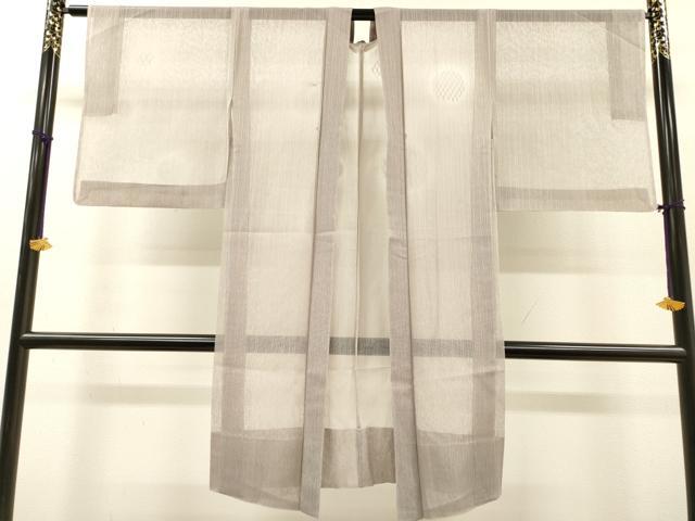 平和屋着物▽長羽織 スリーシーズン 春夏秋 塵除け 櫛引織 丸文 銀通し地 正絹 逸品 DABG5727fe