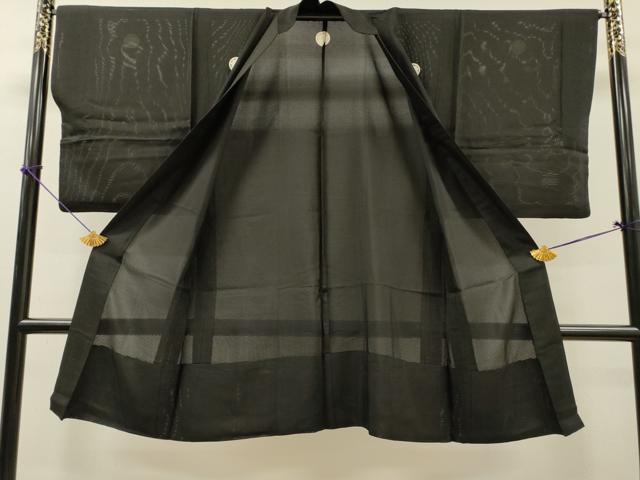 平和屋着物▽男性 黒紋付 長羽織 スリーシーズン 春夏秋 塵除け 絽 正絹 逸品 DABG5730fe
