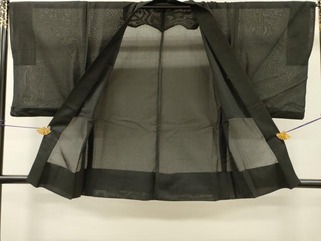 平和屋着物▽男性 羽織 スリーシーズン 春夏秋 塵除け 霞紋紗 黒地 正絹 逸品 DABG5734fe