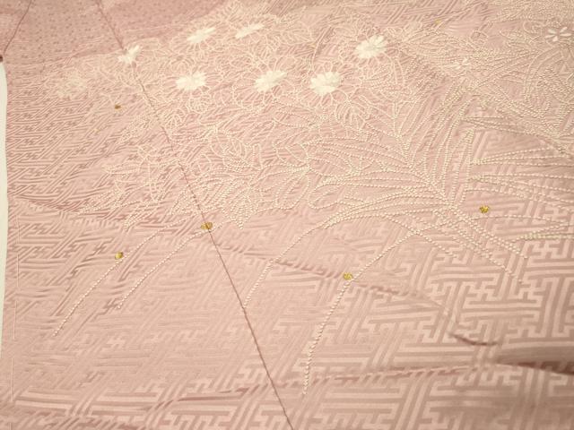 平和屋着物▼中国三大刺繍 相良刺繍 総刺繍 色留訪問着 草花文 金糸 正絹 逸品 DABG5868fe