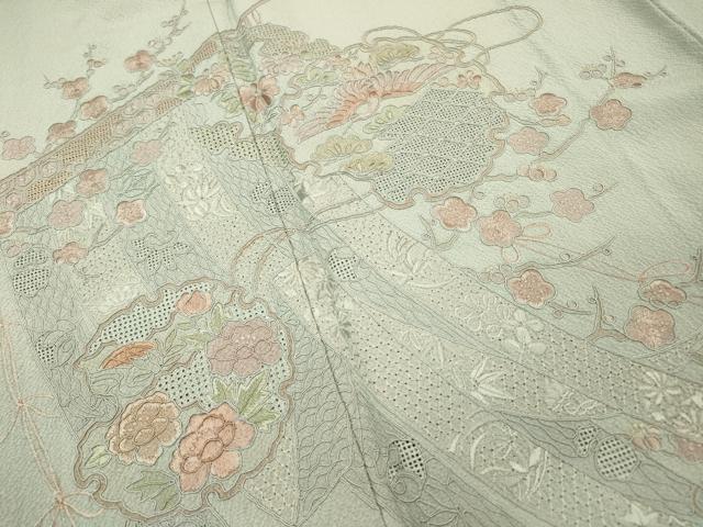 平和屋着物▼中国三大刺繍 スワトウ刺繍 汕頭刺繍 総刺繍 訪問着 几帳雪輪花文 正絹 逸品 DABG5881fe