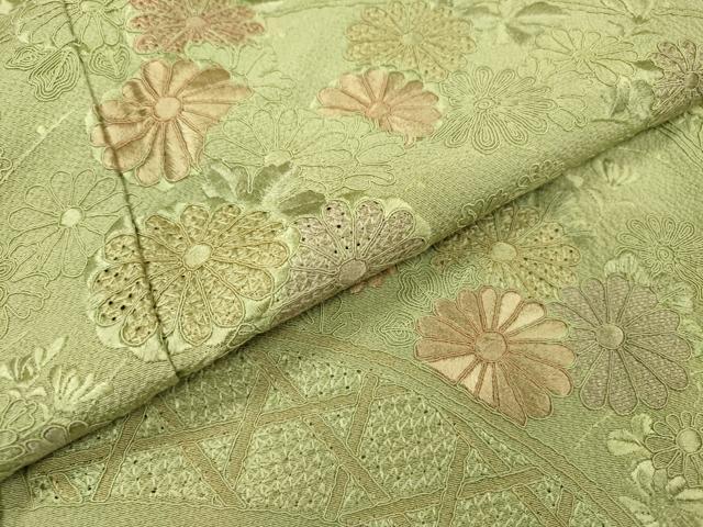 平和屋着物▼中国三大刺繍 スワトウ刺繍 汕頭刺繍 総刺繍 訪問着 籬菊文 正絹 逸品 DABG5890fe