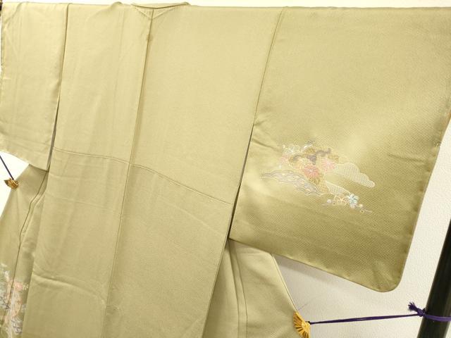 平和屋着物▼中国三大刺繍 スワトウ刺繍 汕頭刺繍 総刺繍 訪問着 正倉院霞芝花文 暈し染 正絹 逸品 未使用 DABG5893fe