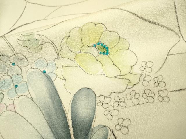 平和屋着物▼上質な小紋 手描き 草花 暈し染 正絹 逸品 DABG5918fe