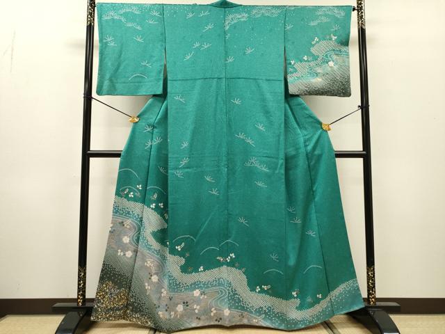 平和屋着物▼訪問着 道長鹿の子花文 暈し染 金銀彩 正絹 逸品 DABG5943fe