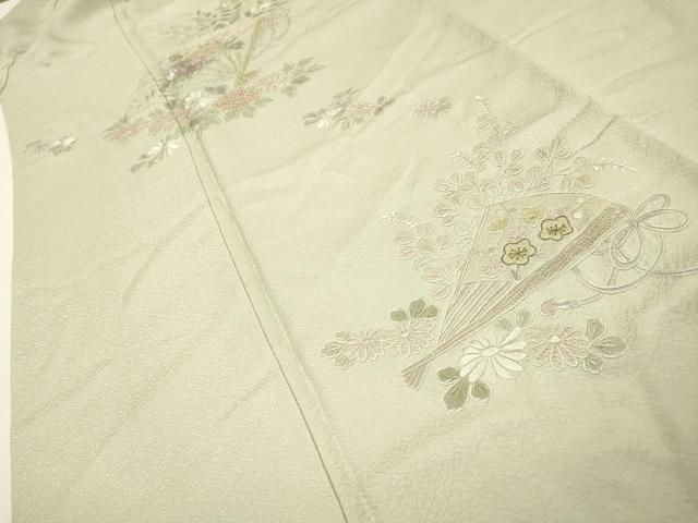 平和屋着物▼中国三大刺繍 スワトウ刺繍 汕頭刺繍 相良刺繍 総刺繍 訪問着 扇面花文 金糸 さが美扱い 正絹 逸品 DABG5948fe