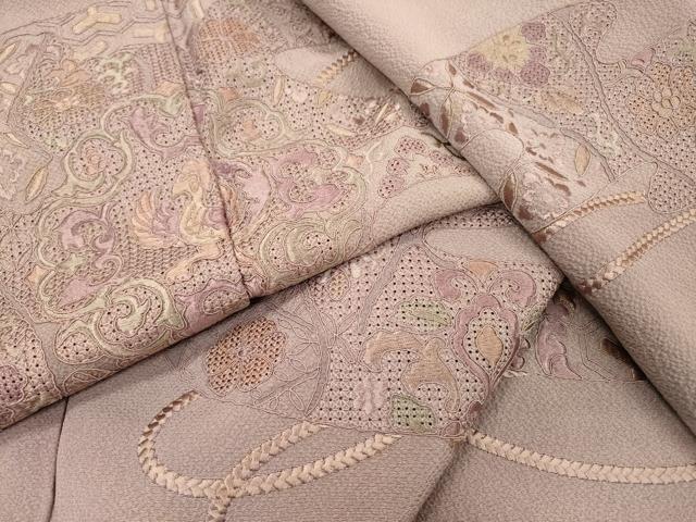 平和屋着物▼中国三大刺繍 スワトウ刺繍 汕頭刺繍 総刺繍 訪問着 鳳凰霞花文 正絹 逸品 DABG5958fe