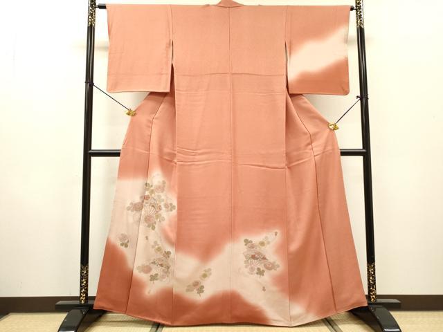 平和屋着物▼中国三大刺繍 スワトウ刺繍 汕頭刺繍 相良刺繍 総刺繍 訪問着 扇面菊文 暈し染 正絹 逸品 DABG5959fe