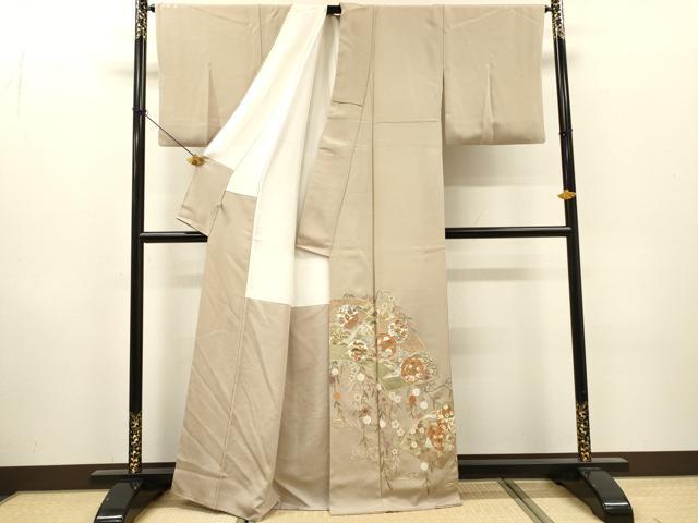 平和屋着物▼豪華色留袖 刺繍 地紙宝尽くし花鳥文 金糸 正絹 逸品 DABG5962fe