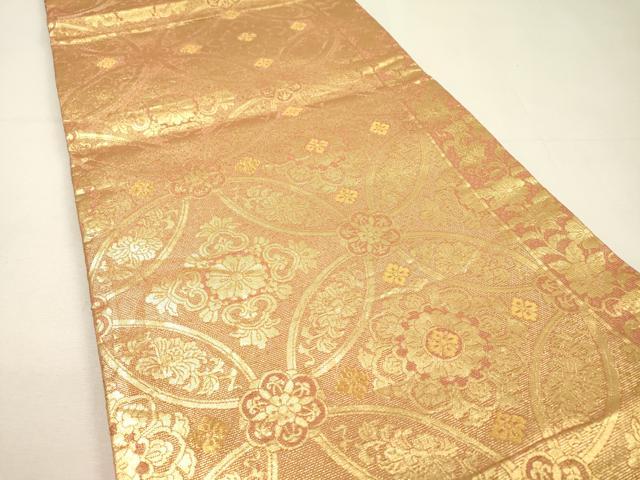平和屋着物▼佐賀錦 両面 六通柄袋帯 唐織 蜀江花松文 金糸 正絹 逸品 DABG5996fe