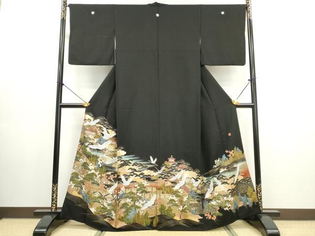 平和屋着物■豪華黒留袖 作家物 飛鶴風景文 暈し染め 金銀彩 正絹 逸品 DABG6091xg