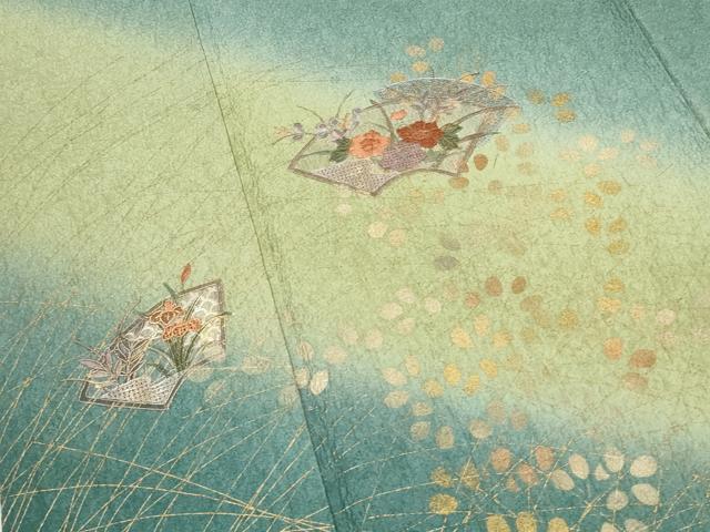 平和屋着物■中国三大刺繍 スワトウ刺繍 汕頭刺繍 訪問着 地紙花文 暈し染め 金彩 正絹 逸品 DABG6093xg