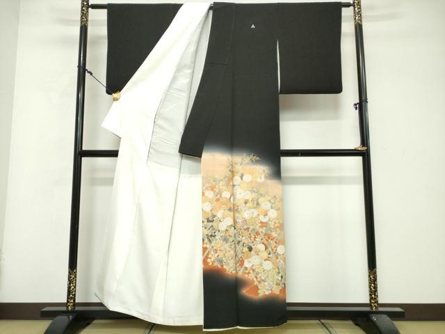 平和屋着物■豪華黒留袖 籬草花文 暈し染め 金彩 正絹 逸品 DABG6126xg