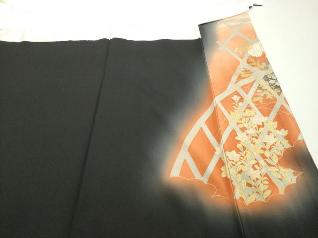 平和屋着物■豪華黒留袖 籬草花文 暈し染め 金彩 正絹 逸品 DABG6126xg