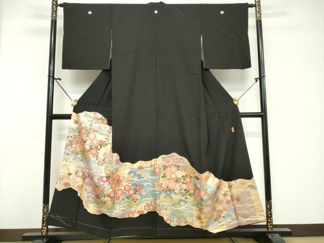平和屋着物■豪華黒留袖 作家物 吉祥道長花文 金彩 やまと誂製 正絹 逸品 DABG6142xg