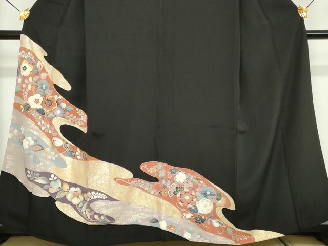 平和屋着物■豪華黒留袖 駒刺繍 辻が花 金銀彩 正絹 逸品 DABG6143xg