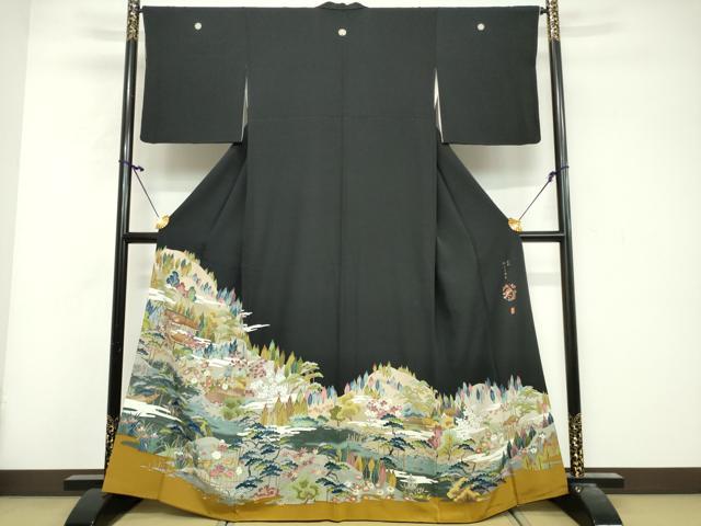 平和屋着物■豪華黒留袖 友禅 作家物 洛北修学院離宮 正絹 逸品 DABG6145xg