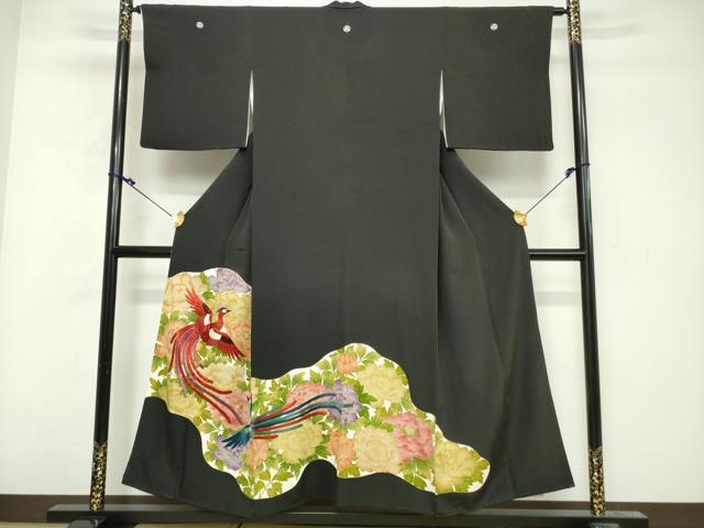 平和屋着物■豪華黒留袖 刺繍 鳳凰花文 金彩 正絹 逸品 DABG6147xg