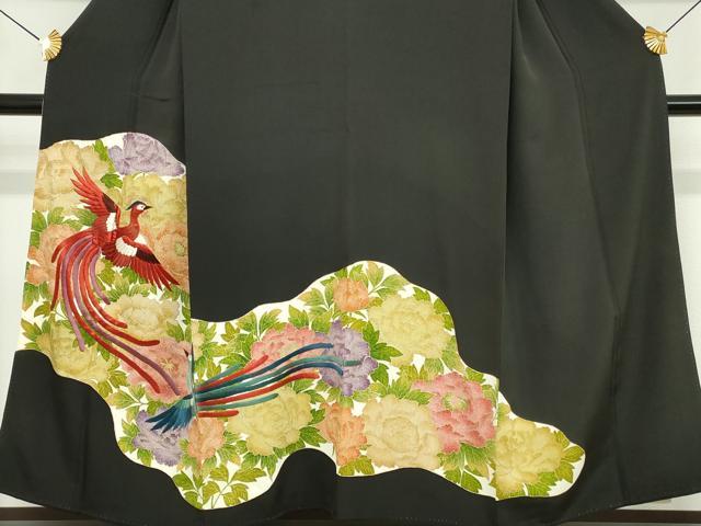 平和屋着物■豪華黒留袖 刺繍 鳳凰花文 金彩 正絹 逸品 DABG6147xg