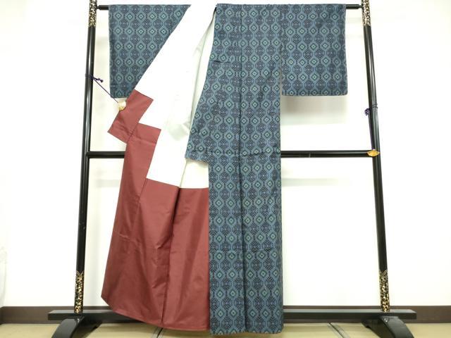 平和屋着物■本場大島紬 7マルキ 抽象花文 正絹 逸品 DABG6148xg