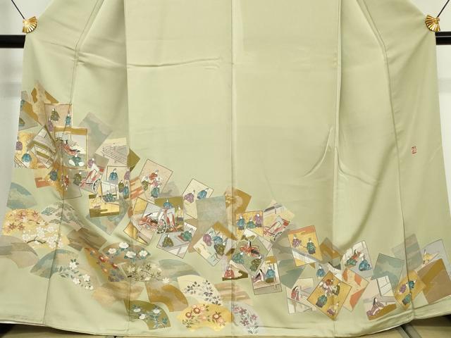 平和屋着物■豪華色留袖 作家物 駒刺繍 色紙重ね人物花文 金彩 正絹 逸品 DABG6164xg