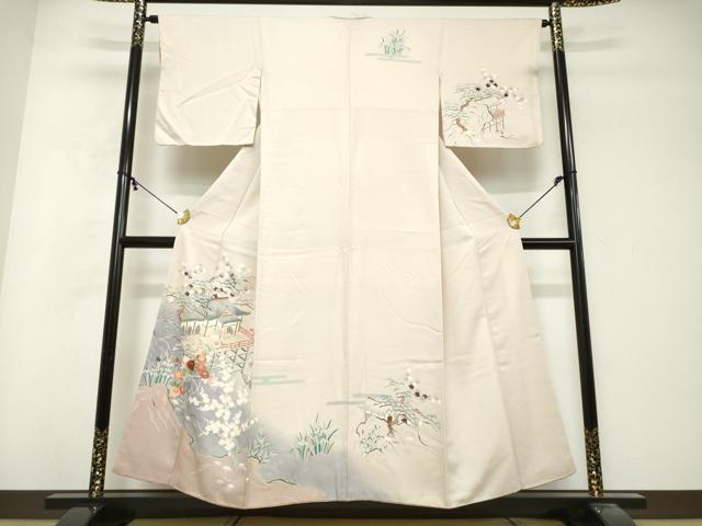 平和屋着物■訪問着 刺繍 風景草花文 正絹 逸品 DABG6168xg