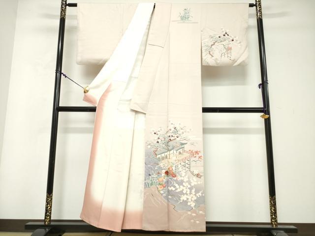 平和屋着物■訪問着 刺繍 風景草花文 正絹 逸品 DABG6168xg