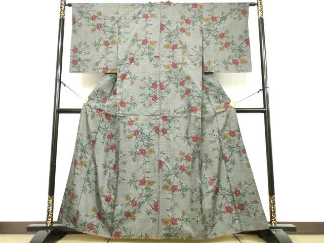 平和屋着物■本場大島紬 7マルキ 草花文 正絹 逸品 DABG6169xg