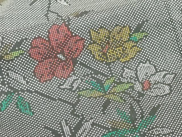 平和屋着物■本場大島紬 7マルキ 草花文 正絹 逸品 DABG6169xg