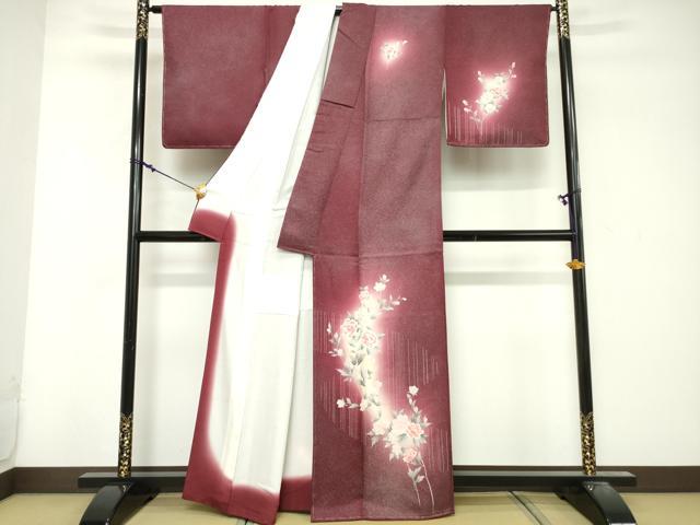 平和屋着物■訪問着 草花文 暈し染め 銀彩 正絹 逸品 未使用 DABG6191xg