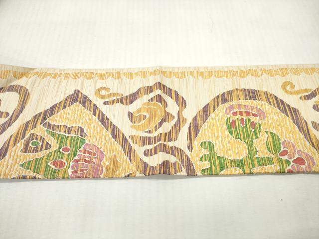 平和屋着物◎八寸名古屋帯 更紗花文 正絹 逸品 DABG6305xg