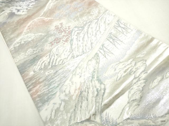平和屋着物◎六通柄袋帯 東海道五十三次 銀糸 正絹 逸品 DABG6373xg