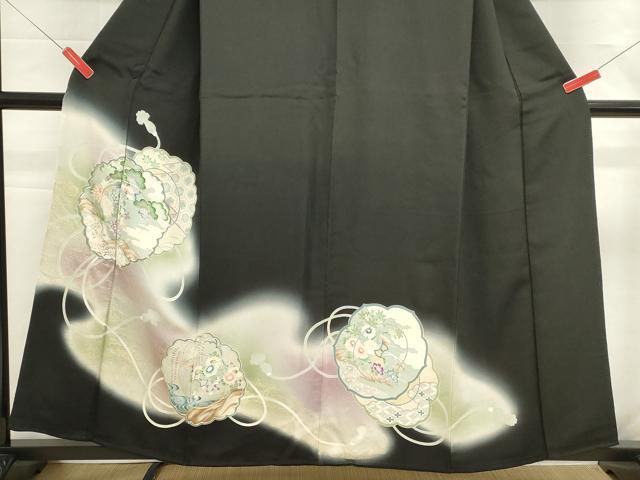 平和屋着物■豪華黒留袖 駒刺繍 鼓 暈し染め 金彩 正絹 逸品 DABG6602cd