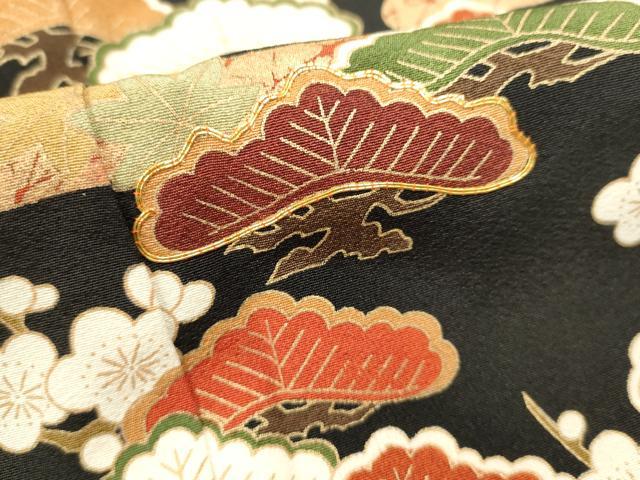 平和屋着物■豪華黒留袖 作家物 駒刺繍 浜松文 金彩 正絹 逸品 DABG6624cd