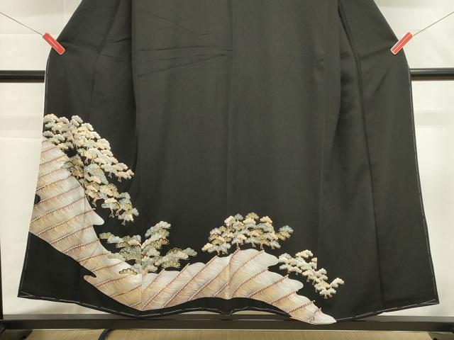 平和屋着物■豪華黒留袖 駒刺繍 浜松文 金彩 正絹 逸品 DABG6645cd