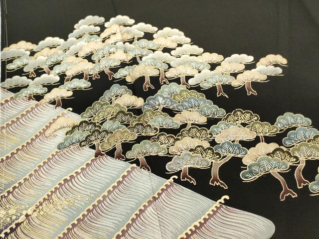 平和屋着物■豪華黒留袖 駒刺繍 浜松文 金彩 正絹 逸品 DABG6645cd