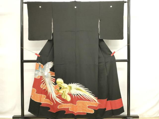 平和屋着物■豪華黒留袖 刺繍 鳳凰花文 金彩 正絹 逸品 DABG6647cd