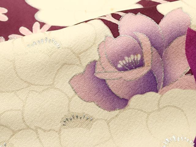 平和屋着物■写真家・秋山庄太郎 振袖 枝花文 薔薇 バラ 暈し染め 銀彩 正絹 逸品 DABG6675cd