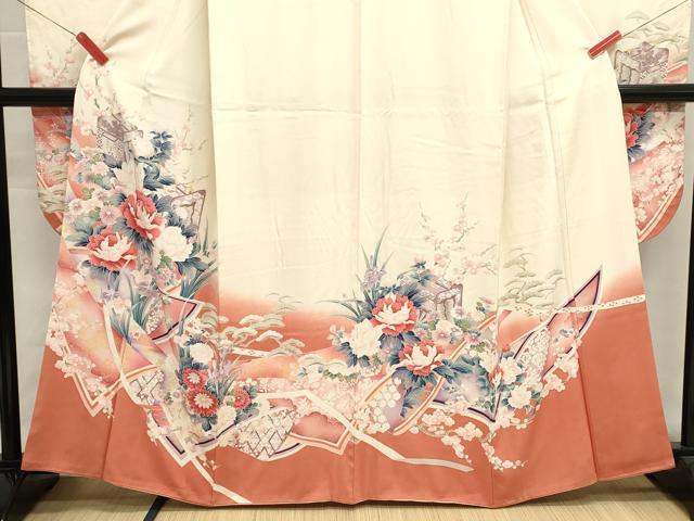 平和屋着物■豪華振袖 御所車花文 暈し染め 正絹 逸品 DABG6680cd