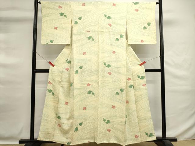 平和屋着物■上質な小紋 流水草葉文 正絹 逸品 DABG6707cd