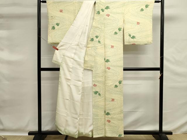 平和屋着物■上質な小紋 流水草葉文 正絹 逸品 DABG6707cd